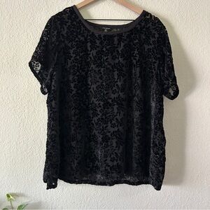 Lucky Brand Black Floral Lace Blouse
